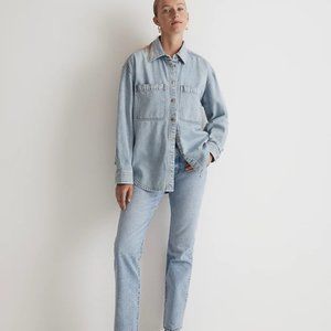 Madewell Denim Oversized Button-Up Shirt in Derussey Wash
